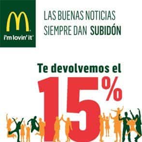 15 descuento MacDonalds