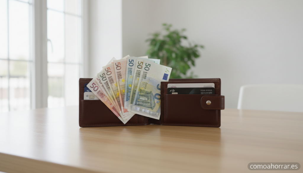Home Elementor 1 A wallet with both cash euros and bank cards on a clean table, concept of payment methods and personal finance, natural da...
